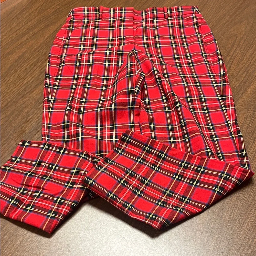 J Crew red plaid Kallie pants, size 8, NWT‎